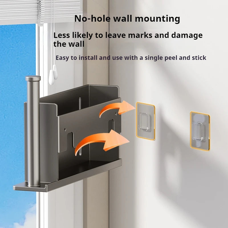Punch-free stainless steel tissue roll holder with adhesive wall mount and vertical posts