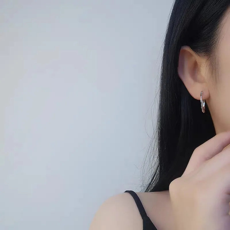 925 Sterling Silver 18mm Twisted Circle Sparkling Hoop Earrings for Women Girls Wedding Party Jewelry