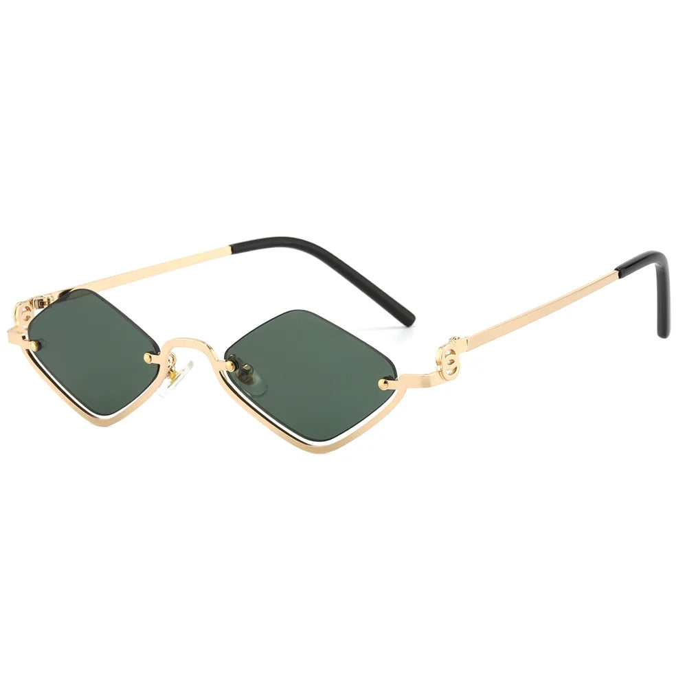 Fashion Small Polygonal Sunglasses Women Luxury Brand Metal Half Frame Sun Glasses Ladies Hipster Sexy Cat Eye Shades Vintage