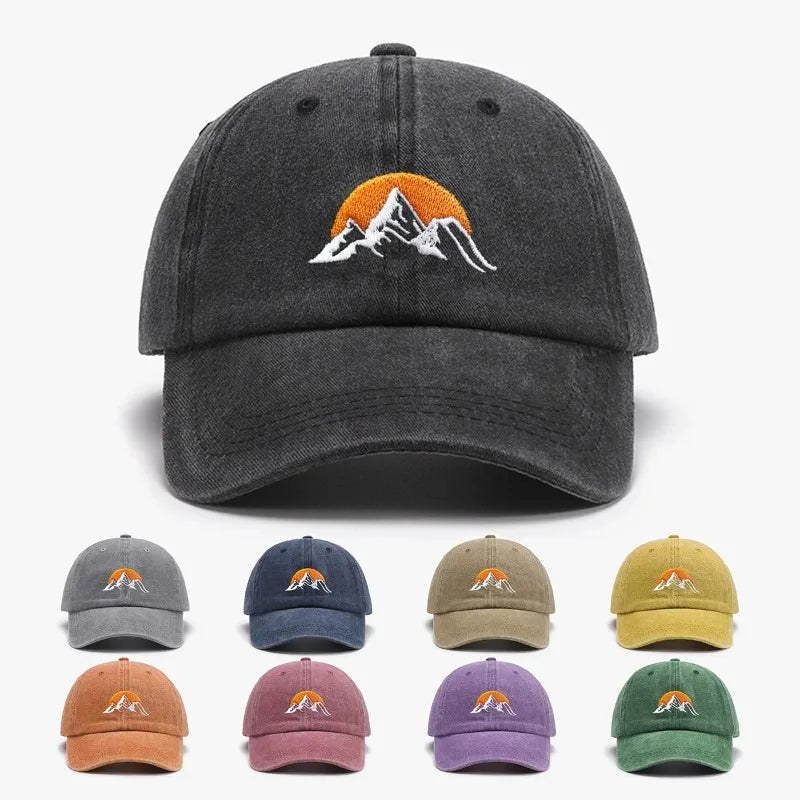 1pc Unisex Embroidered Sunset Baseball Hat,washed  Adjustable Outdoor Casual Sport Trucker Hat,Suitable for Daily Wear,commute