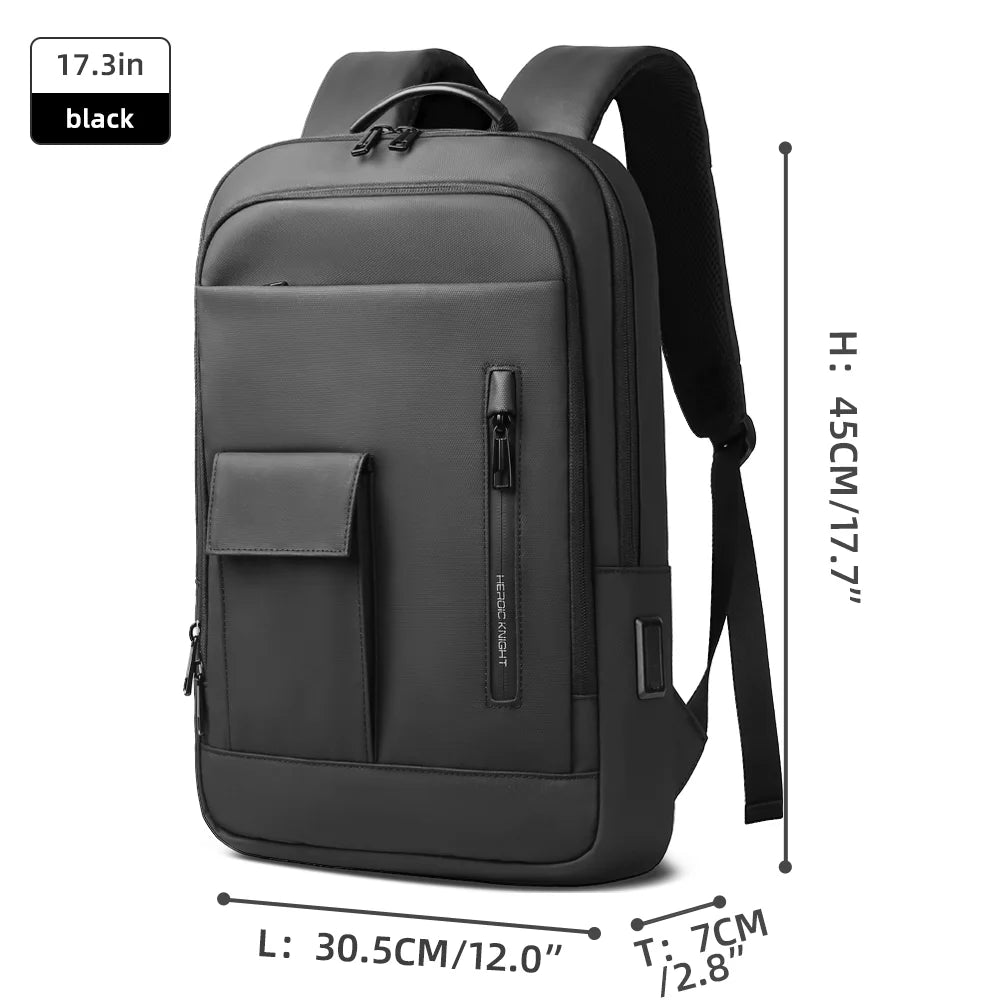 Heroic Knight Slim Backpack for Men Multifunction Work Backpack for 15.6' Laptop Bag Waterproof Business Bag College Bag Male