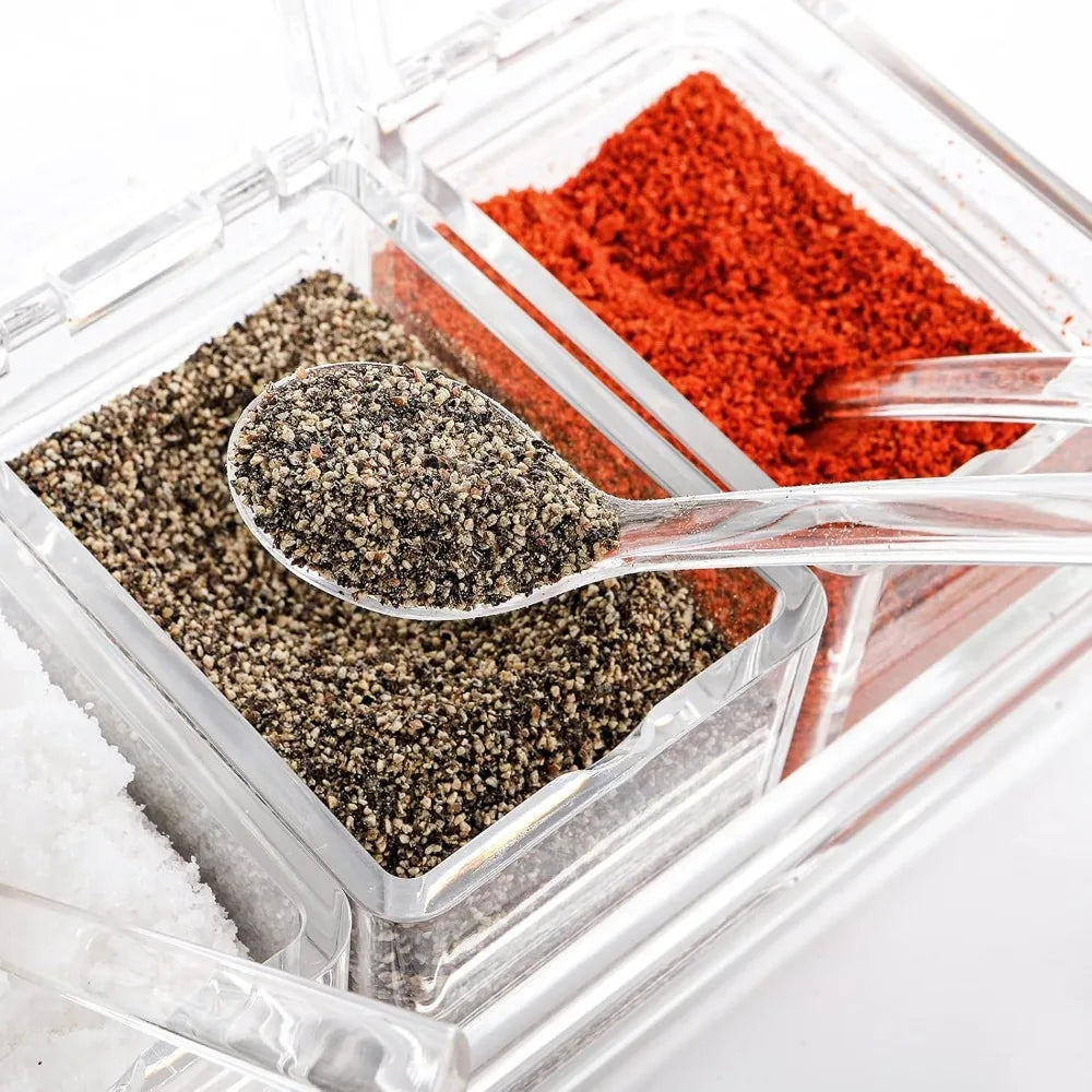 KitchenSeasoning Box Set Clear Crystal SeasoningStorage Container Seasoning Bottle with Lid andSpoon KitchenSeasoning Tool