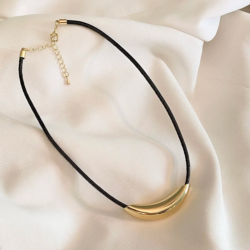 French Retro Design Metal Tube Snake Bone Chain Collar For Women's Exaggerated Stainless Steel Necklace Girls' Colorless Jewelry