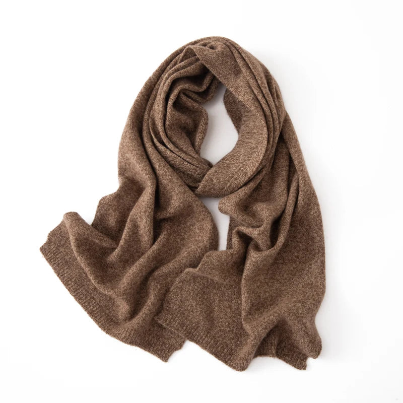Soft 100% Cashmere Scarf for Autumn and Winter, Women's Knitted Warm Neck Protection Scarf 160*25CM