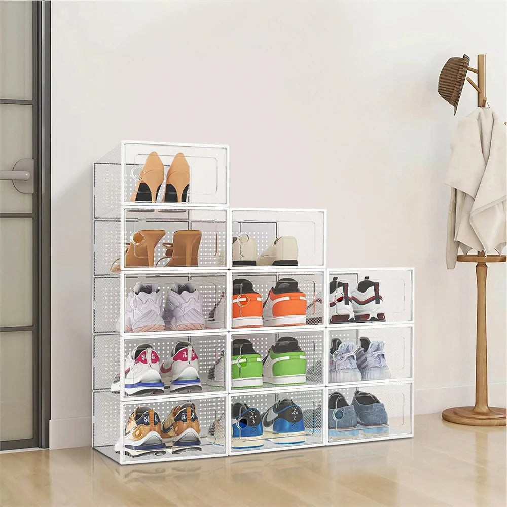 12 Stackable Shoe Storage Box Organiser