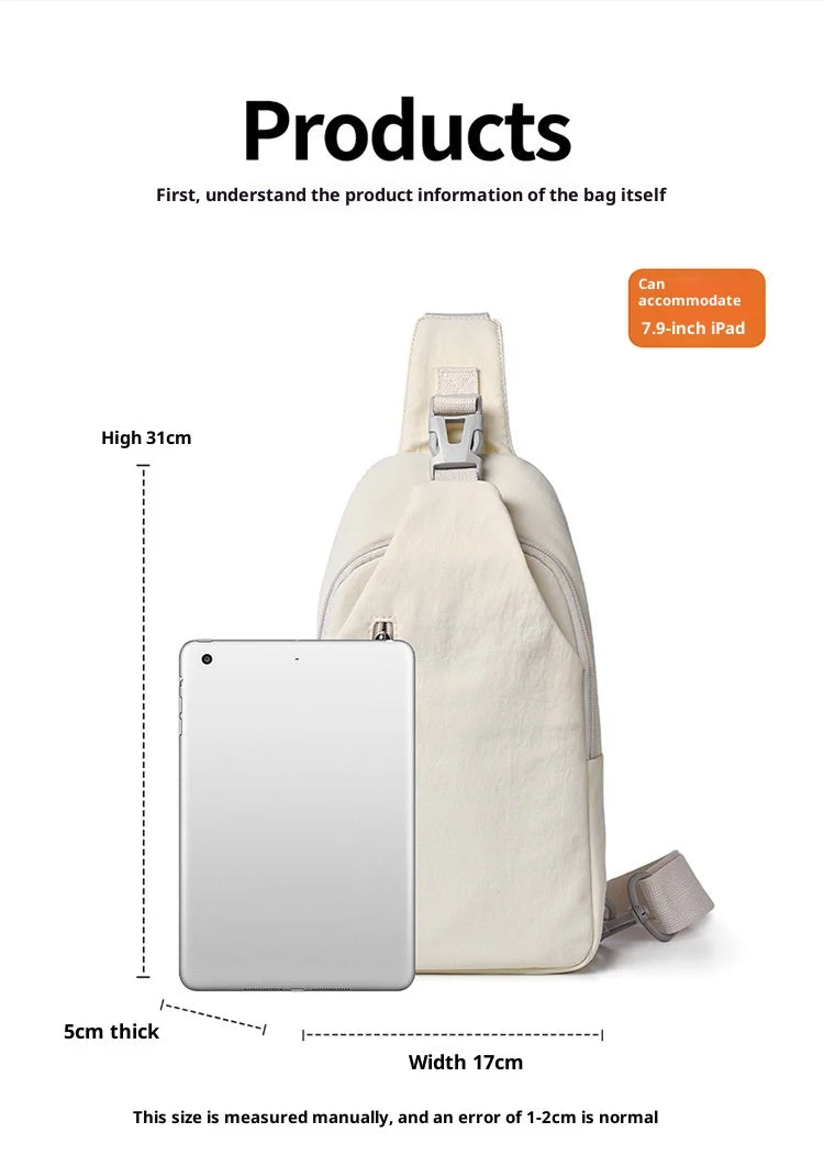 women's chest bag, men's casual single shoulder cross shoulder bag, anti splash trendy chest smart commuting travel cycling bag
