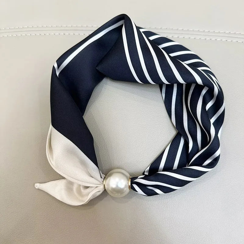 1/2PCS Elegant Pearl Tail Magnetic Clasp Scarf Summer New Versatile Breathable Fashion Artistic Accessory Neck Wrap Scarves