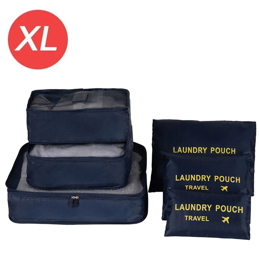 6-piece Large Size Travel Organizer Portable Suitcase Organizer Clothes Shoes Makeup Bag Luggage Organizer Travel Storage Bag