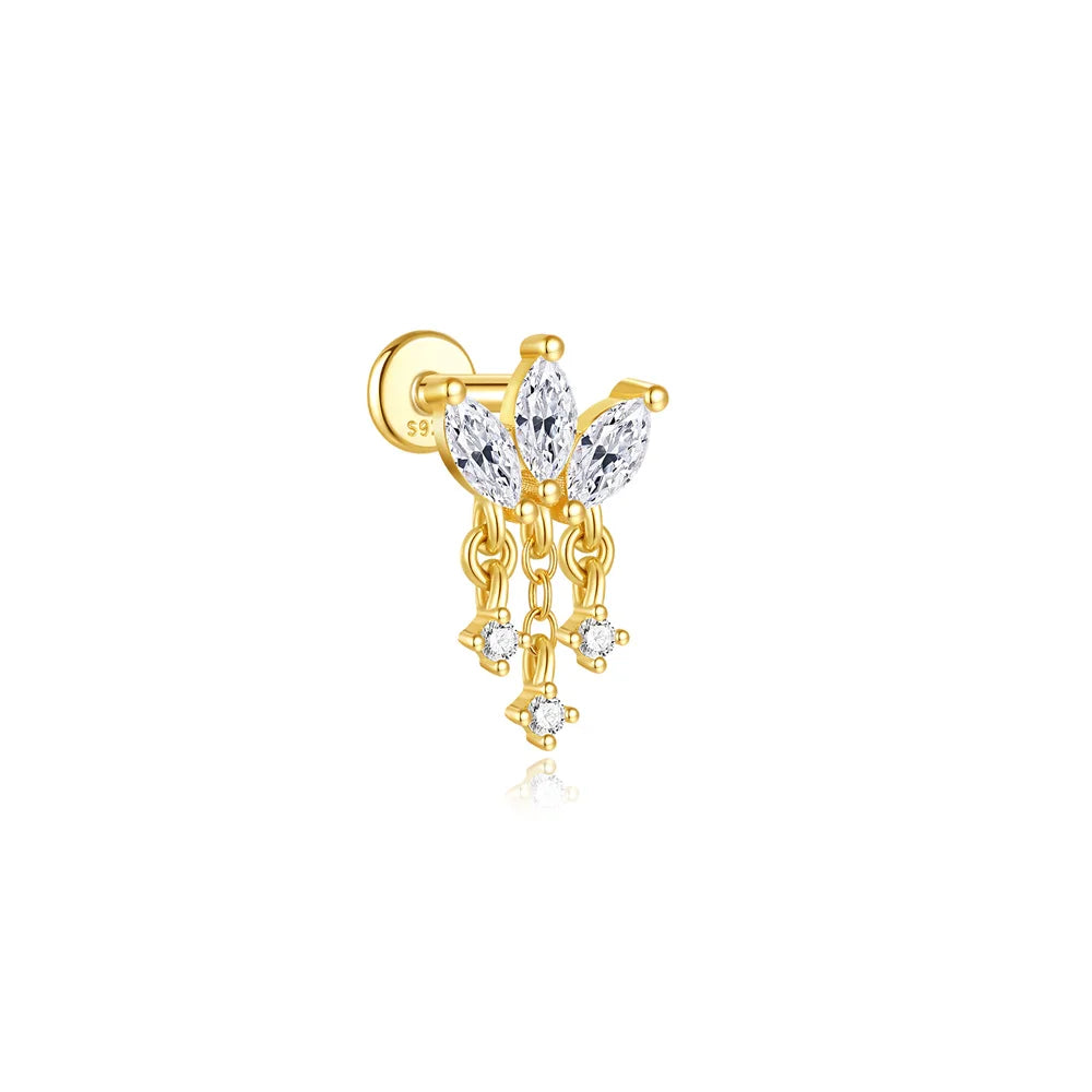 CANNER Pendientes Plata 925 Piercing Stud Earrings For Women Cubic Zirconia 925 Sterling Silver Cartilage Earring Jewerly 1pc