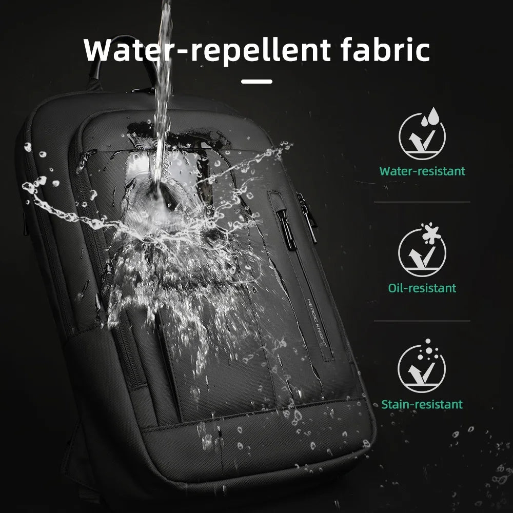 Heroic Knight Slim Backpack for Men Multifunction Work Backpack for 15.6' Laptop Bag Waterproof Business Bag College Bag Male