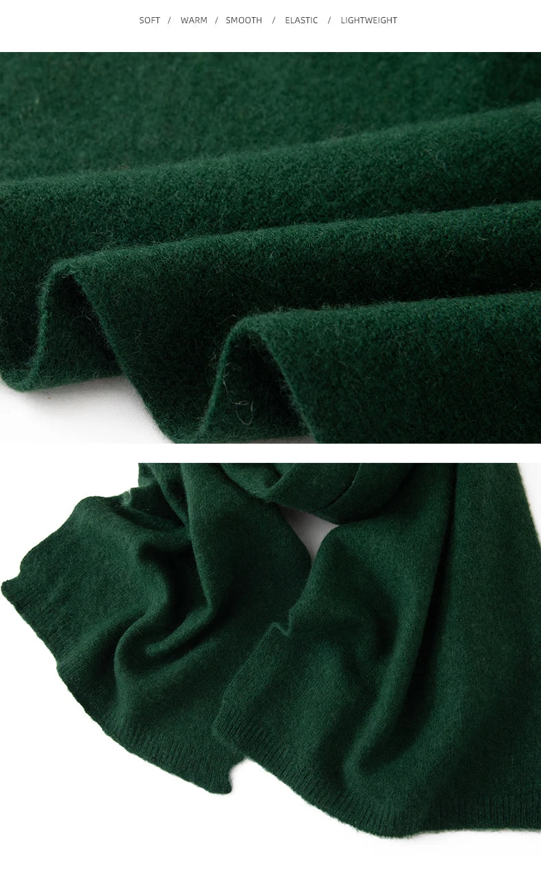 Soft 100% Cashmere Scarf for Autumn and Winter, Women's Knitted Warm Neck Protection Scarf 160*25CM