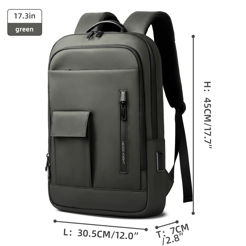 Heroic Knight Slim Backpack for Men Multifunction Work Backpack for 15.6' Laptop Bag Waterproof Business Bag College Bag Male