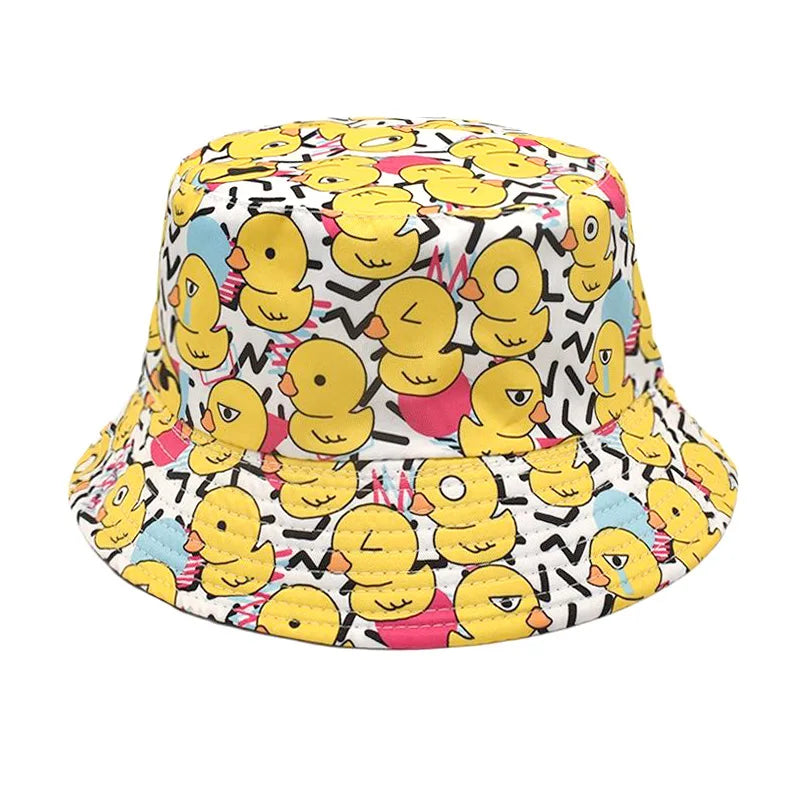 Duck Print Panama Summer Sunscreen Sun Hat Women Men Suitable for Daily Wear Bucket Hats Travel Fashion Decorate Fisherman Hats