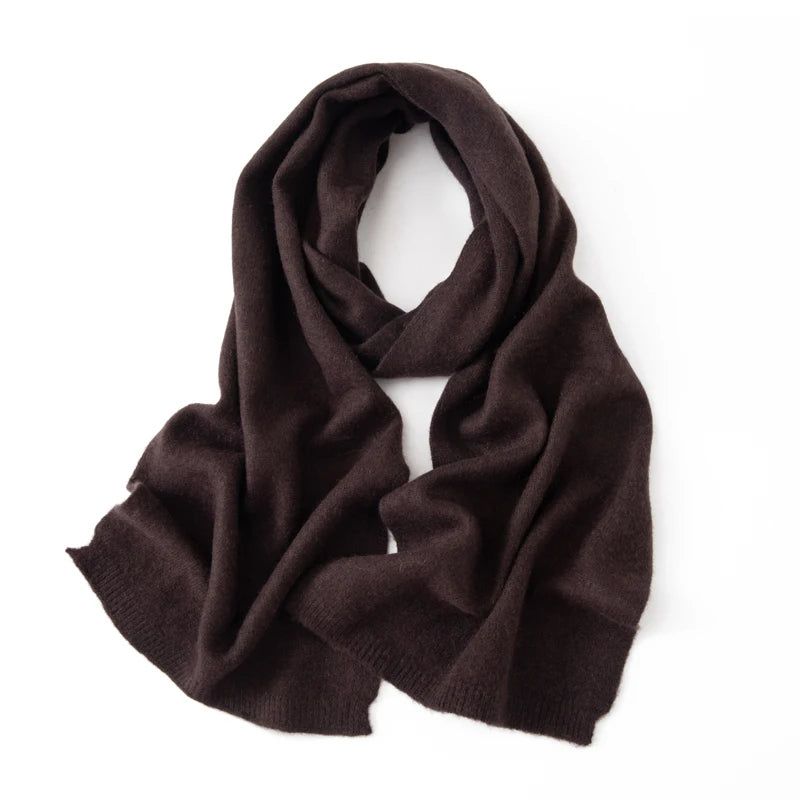 Soft 100% Cashmere Scarf for Autumn and Winter, Women's Knitted Warm Neck Protection Scarf 160*25CM