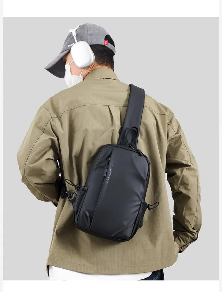 Large Capacity Fashion Waterproof Men's Crossbody Bag Casual Travel Leisure Ladies Single Shoulder Slant Bag Chest Bag