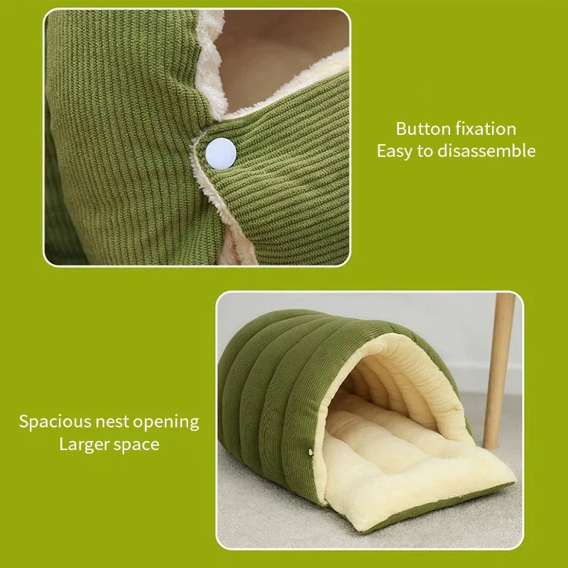 Plush Cat Bed Warm Pet House Thickening Warmth Comfort Soft Winter Kittens Sleeping Beds Cat Cave For Pet Warmth Pet Supplies