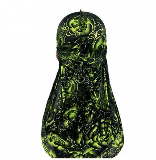 Satin Floral Printed Headband Scarves for Women Hair Accessories Mens Doo Rag Durag Long Tail Cap Bandana Turban Unisex Headwear