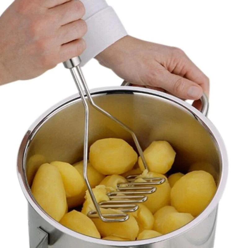 Stainless Steel Potato Masher Manual Fruit Vegetable Pressure Mud Machine Kitchen Children Food Crusher Complementary Gadget