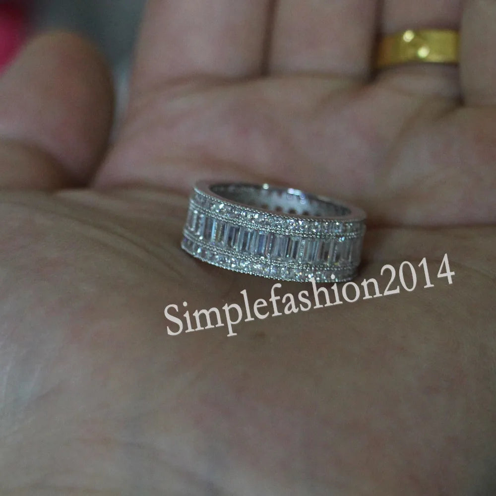 Luxury Lab Diamond Engagement Ring 14K White Gold Wedding Band Rings for Women Men Jewelry