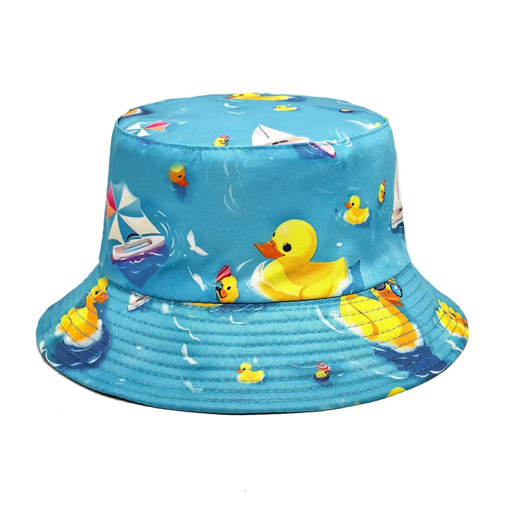 Duck Print Panama Summer Sunscreen Sun Hat Women Men Suitable for Daily Wear Bucket Hats Travel Fashion Decorate Fisherman Hats