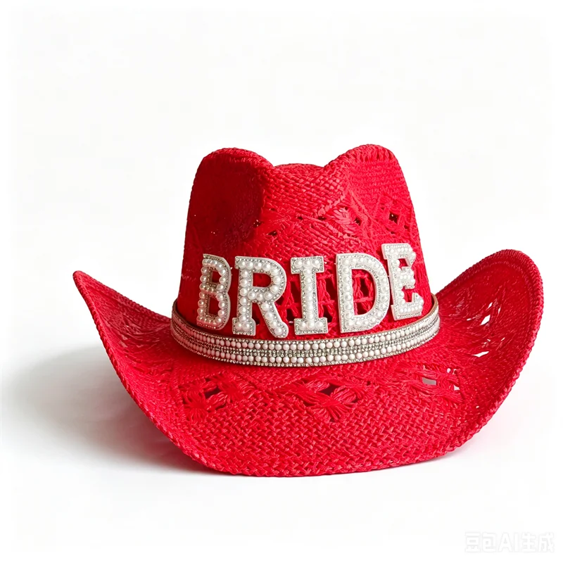 Bridal Malan Flower Style Cowboy Hat All Kinds of Hats for All Seasons Summer Beach Hat Elegant Cowboy Hat Pearl Accessories