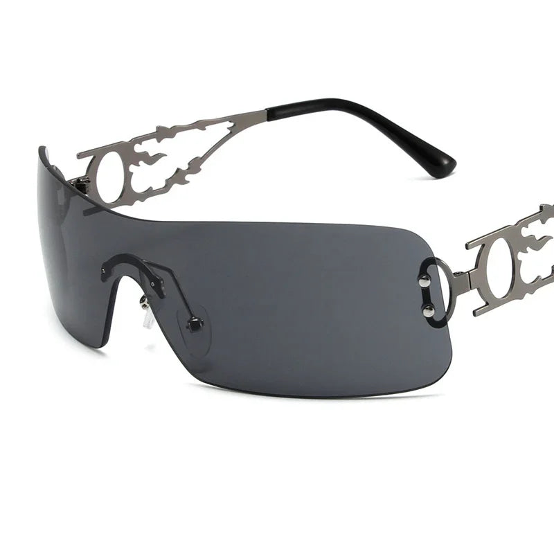 New Fashion Rimless Y2K Sunglasses Women Men 2026 High Quality Trending Product Rave Party Festival Oculos De Sol UV400