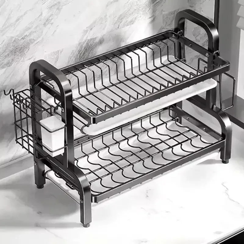 Kitchen dish storage rack, cabinets layered drain rack, tableware, tableware, countertops, sorting storage shelves