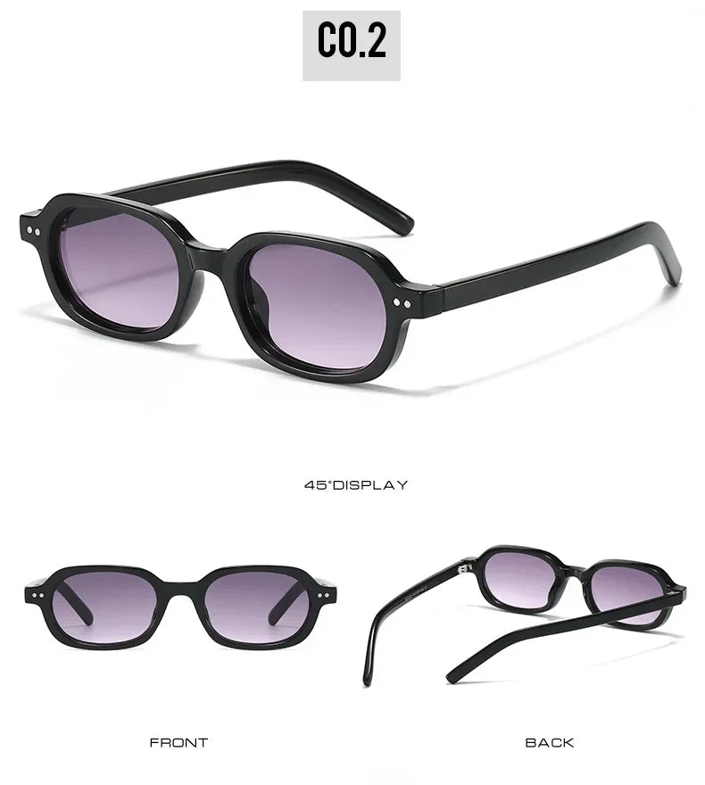 SO&EI Retro Small Oval Sunglasses Women Shades UV400 Fashion Rivets Men Jelly Color Gradient Punk Sun Glasses
