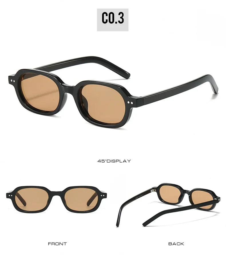 SO&EI Retro Small Oval Sunglasses Women Shades UV400 Fashion Rivets Men Jelly Color Gradient Punk Sun Glasses