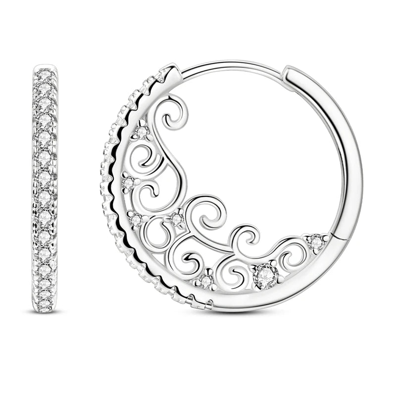 Original 925 Sterling Silver Women Hoop Earrings High Quality Shine Zircon U Shaped Classic Style Earring For Women Jewelry Gift