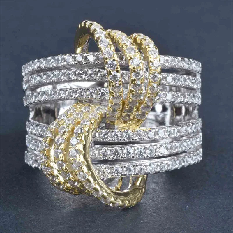 CAOSHI Luxury Cubic Zirconia Gold Color/Silver Color Ring Finger Newly Designed Wedding Accessories for Women Statement Jewelry