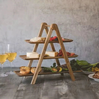 3-Tier Wooden Serving Tray Stand – view 3