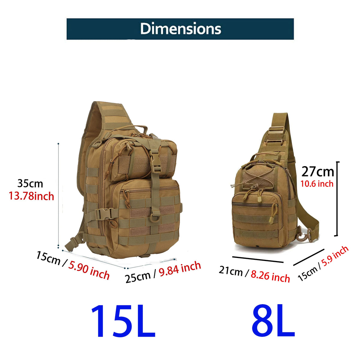 THURAM 8L/15L Outdoor Tactical Bag Backpack Sport Bag Pack Sling Shoulder Backpack Tactical Bag for Every Day Carry
