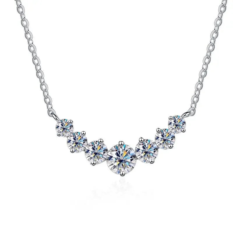 ALITREE Moissanite Necklace for Woman Wedding Fine Jewely with Certificates 925 Sterling Sliver Plated 18k White Gold Necklace