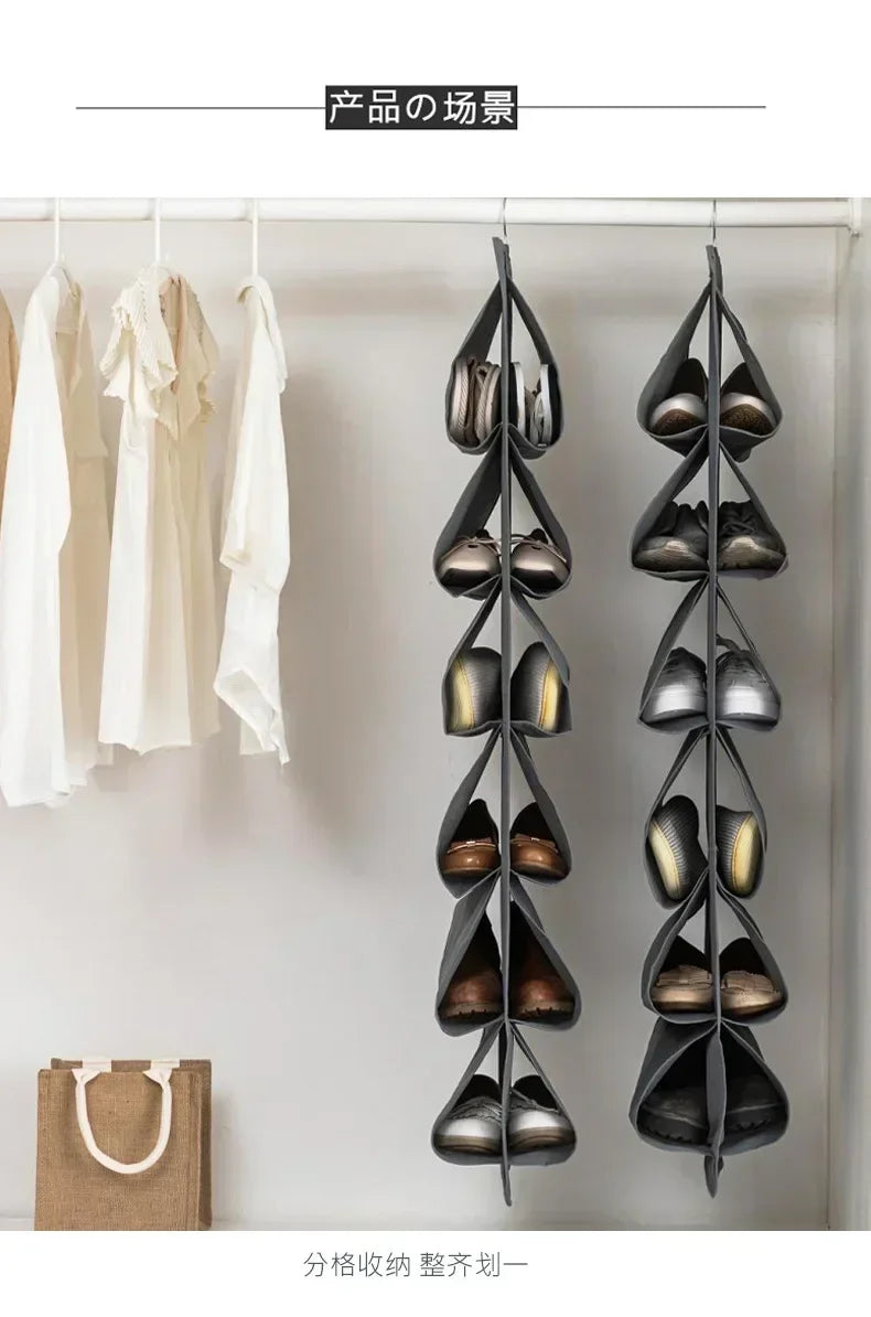 Shoe Storage Hanging Bag 12 Compartments Shoe Storage Hanging Bag Home Wardrobe Non-woven Multi-layer Storage Storage Shoe Bag