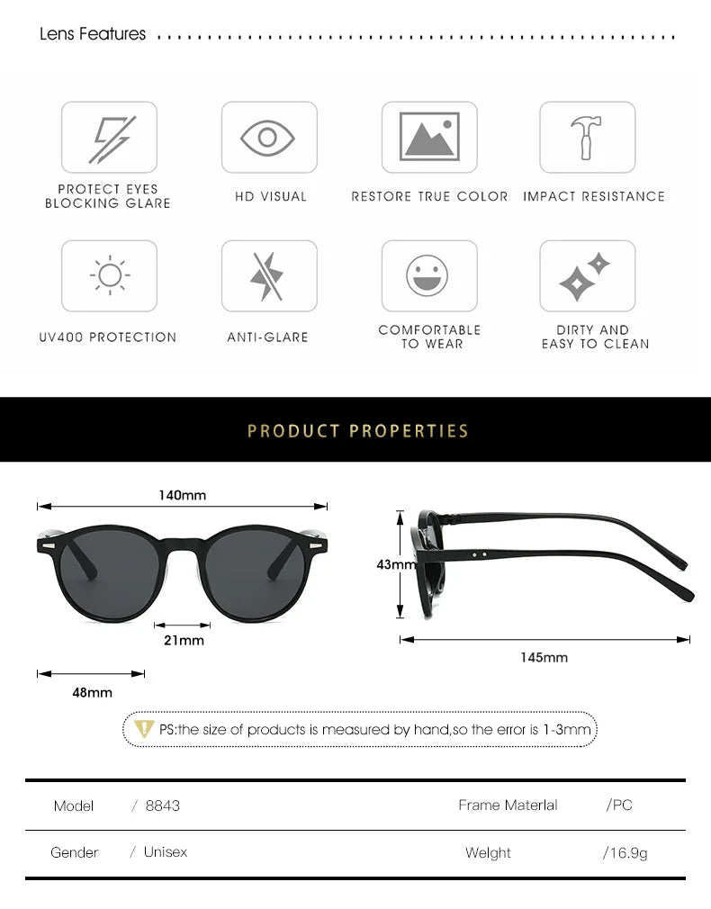 Vintage Punk Round Vintage Sunglasses Women Retro Luxury Designer Sun Glasses for Female Oculos De Sol Shades UV400