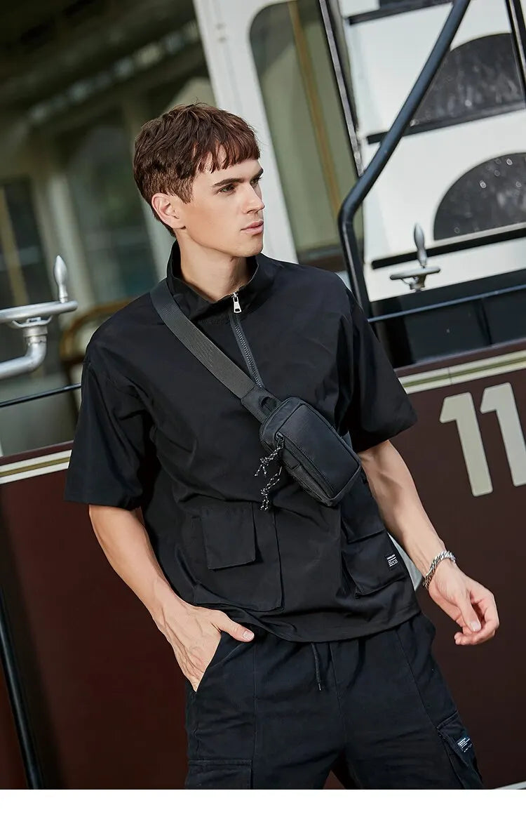 Crossbody Bag Men's Trendy Brand Japanese Street Trend Sports Mini Chest Bag Ins Men's Diagonal Shoulder Bag Simple Cross Bag