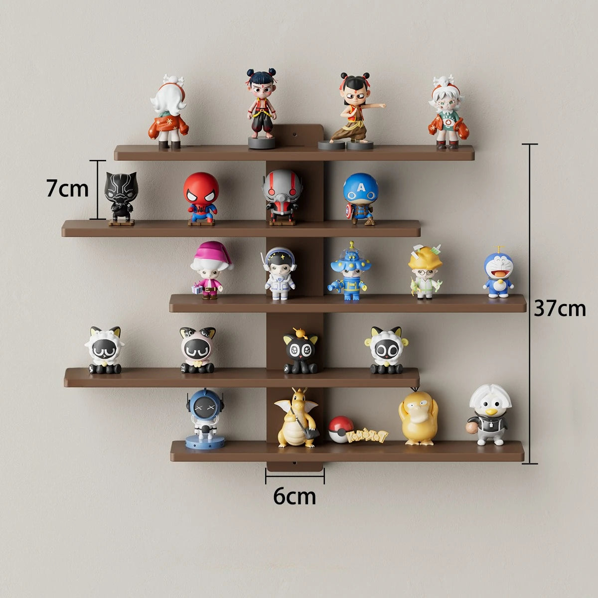 Adjustable Wall-mounted Display Stand for Action Dolls, Small Building Blocks and Collectibles - Modern Indoor Storage Shelf