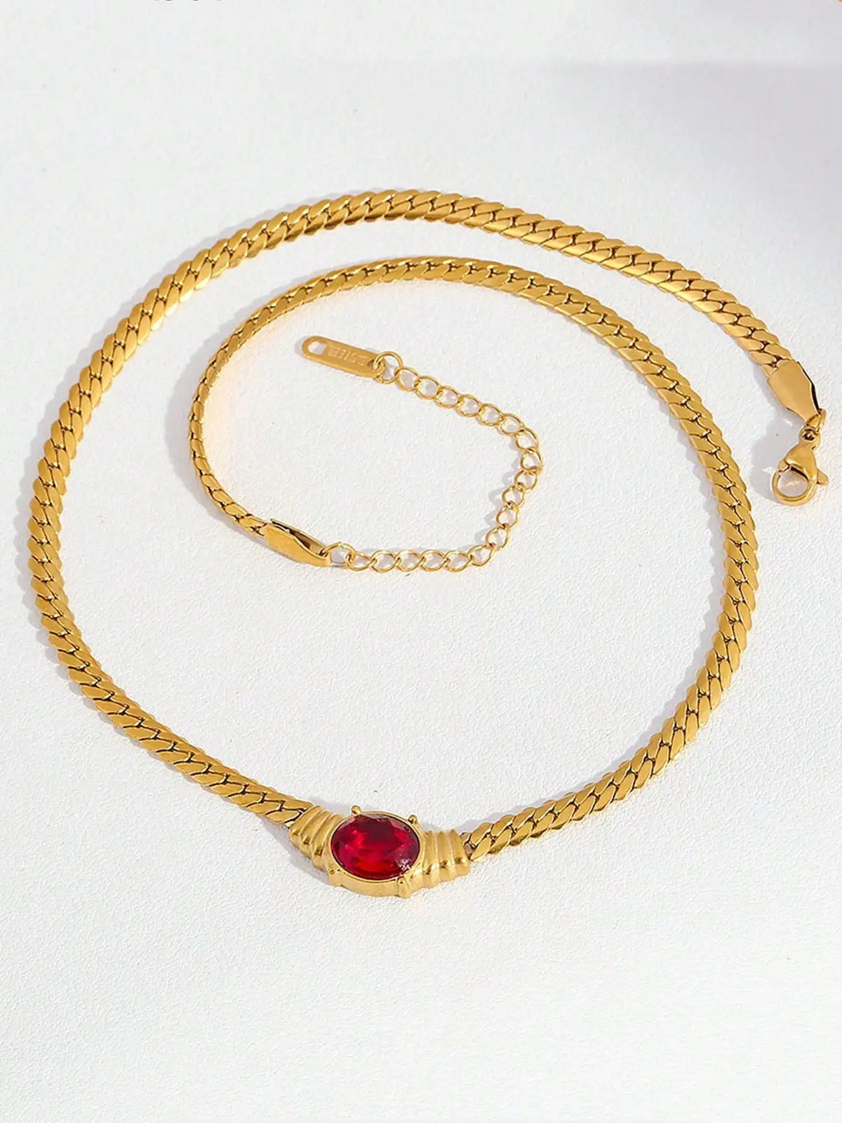 Women Luxury Jewelry Egg Shape Gemstone Necklace Stainless Steel Necklace for Women