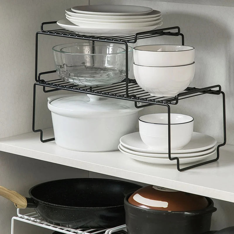 Stackable Iron Kitchen Shelving Cupboard Dish Rack Kitchenware Seasoning Storage Rack Kitchen Organizer Rack