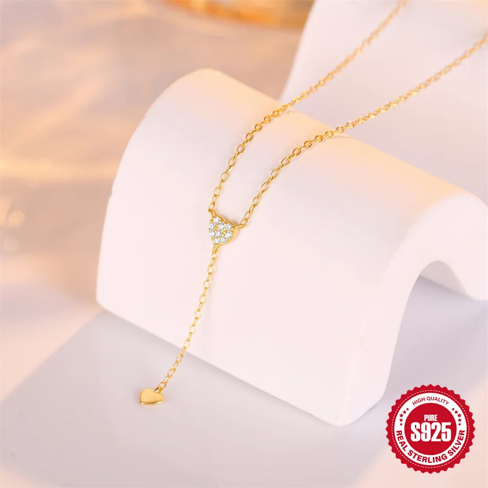 CANNER New 925 Sterling Silver Mini Zircon Pendant Necklaces Chain For Women Necklace Chains Fine Jewelry Gift Collares подвеска