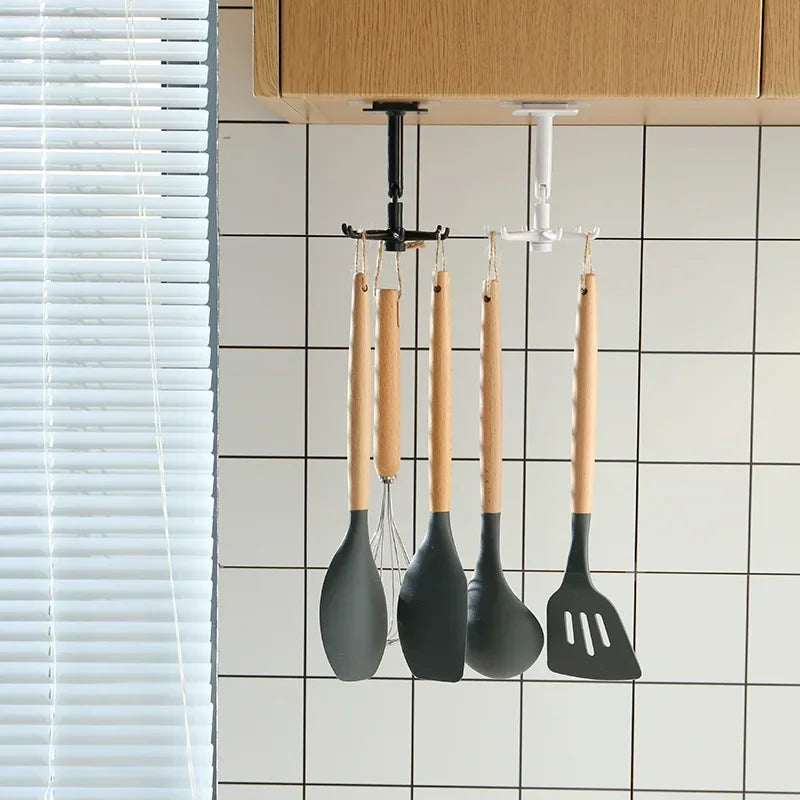 Kitchen Hook Organizer Bathroom Hanger Wall Dish Drying Rack Holder For Lid Cooking Accessories Cupboard Storage Cabinet Shelf