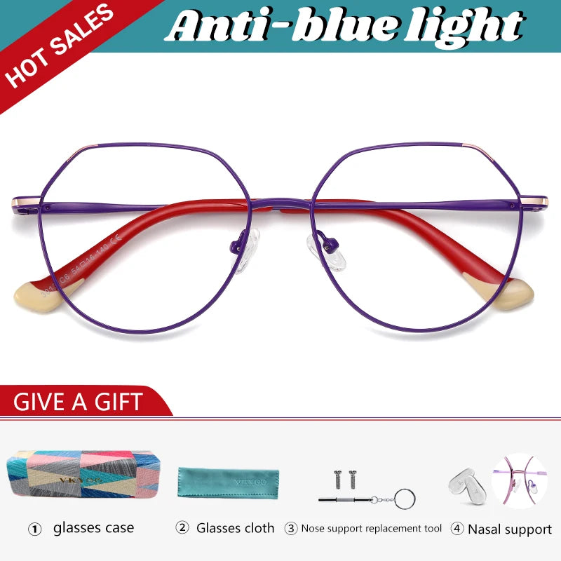 VICKY Metal Myopia Prescription Glasses Hyperopia Reading Glasses Women Anti Blue Light Computer  Glasses Optical Glasses Frame