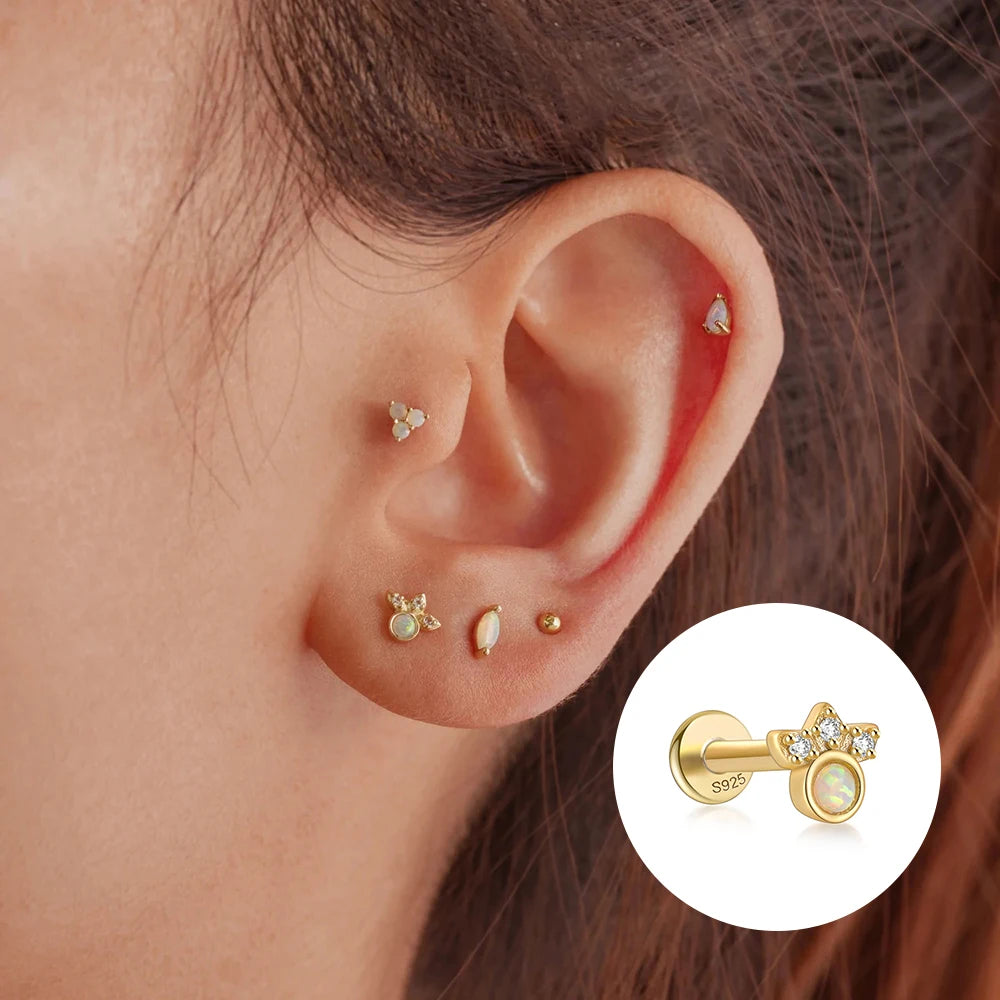 CANNER Pendientes Plata 925 Piercing Stud Earrings For Women Cubic Zirconia 925 Sterling Silver Cartilage Earring Jewerly 1pc