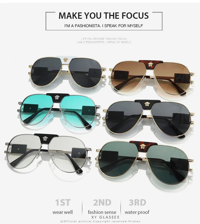 Classic Aviation Sunglasses Women Brand Designer Cattle Head Decoration Brand Designer Pilot Sun Glasses UV400