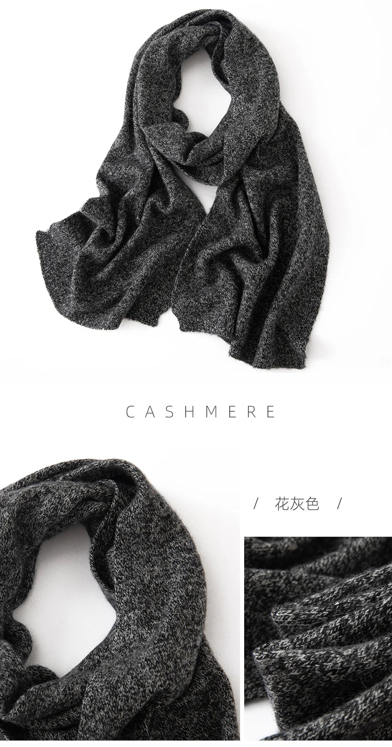Soft 100% Cashmere Scarf for Autumn and Winter, Women's Knitted Warm Neck Protection Scarf 160*25CM