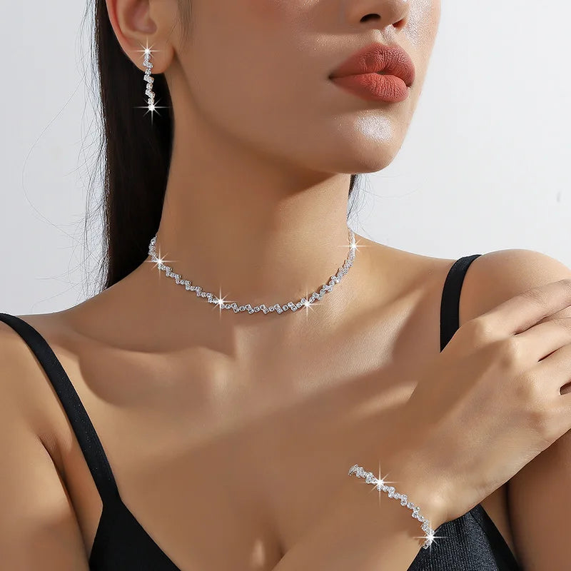 Women's Fashion Copper Claw Chain Sunflower Necklace Earrings Bracelet Jewelry Set Wedding Banquet Party Holiday Gift