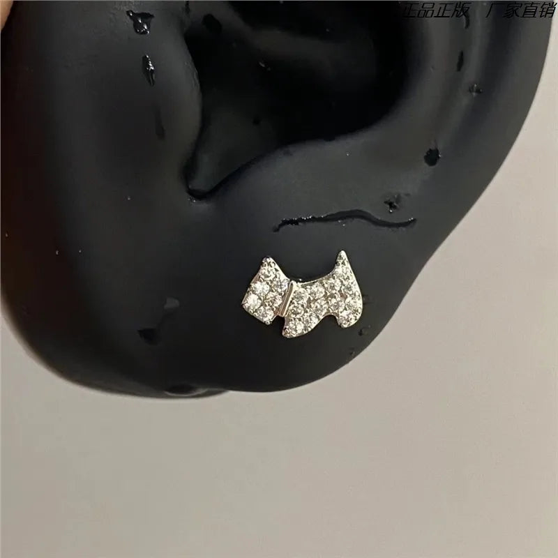1 Pcs White Heart Bowknot Titanium Steel Ear Bone Nail Shiny Allergy Prevention Women Cochlear Accessories Piercing Earrings