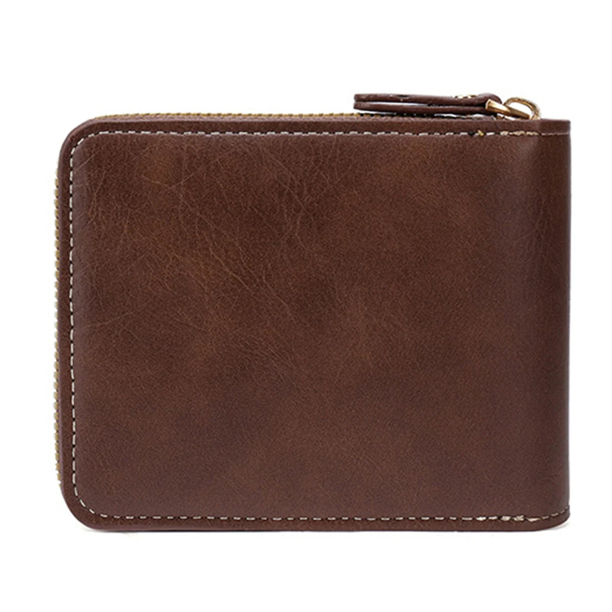 Short Horizontal Zipper Coin Pocket Tri-fold Card Case Purse Billetera Hombre Vintage Men High Quality PU Leather Small Wallet