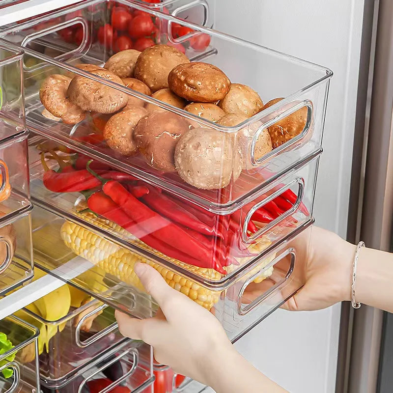 3Pc Transparent Refrigerator Storage Box Fresh Food Container Portable Egg Fruit Vegetable Organizer Kitchen Food Drinks Storage